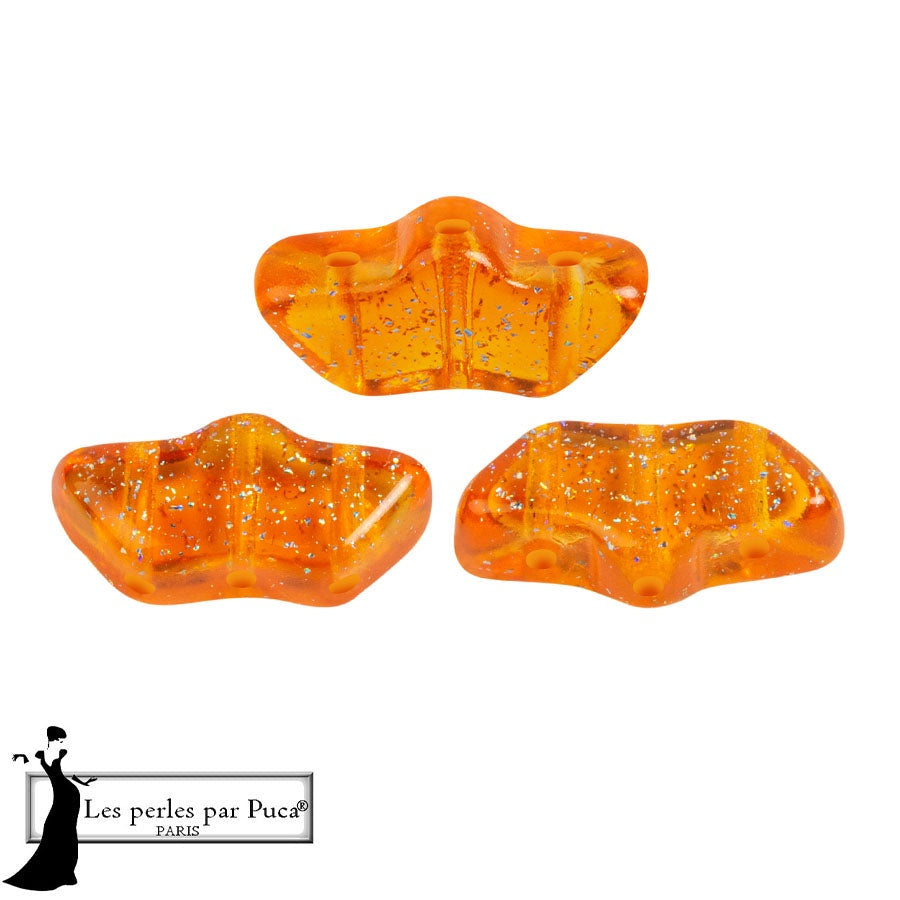 Delos Par Puca Czech Glass Bead, Transparent Constellation Orange, 10 grams