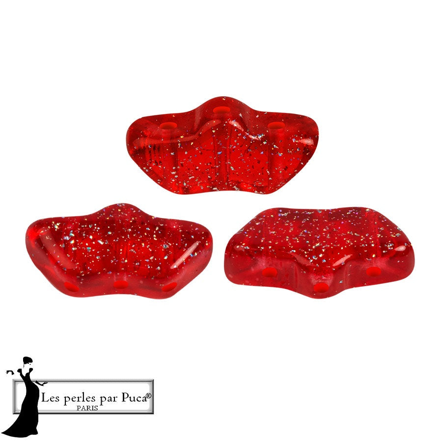 Delos Par Puca Czech Glass Bead, Transparent Constellation Red, 10 grams