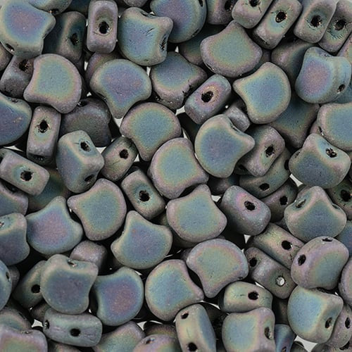 Ginko Beads, Matte Jet Green Iris, 8 grams