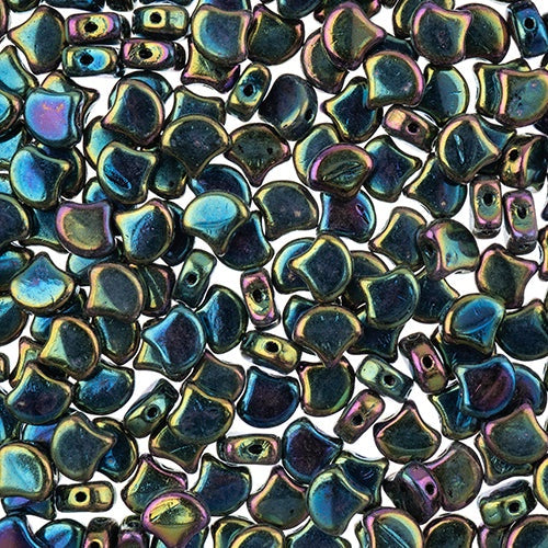 Ginko Beads, Jet Green Iris, 8 grams