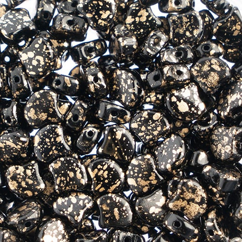 Ginko Beads, Jet Gold Splash, 8 grams