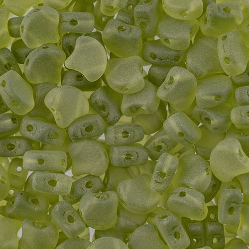 Ginko Beads, Olivine Matte, 8 grams