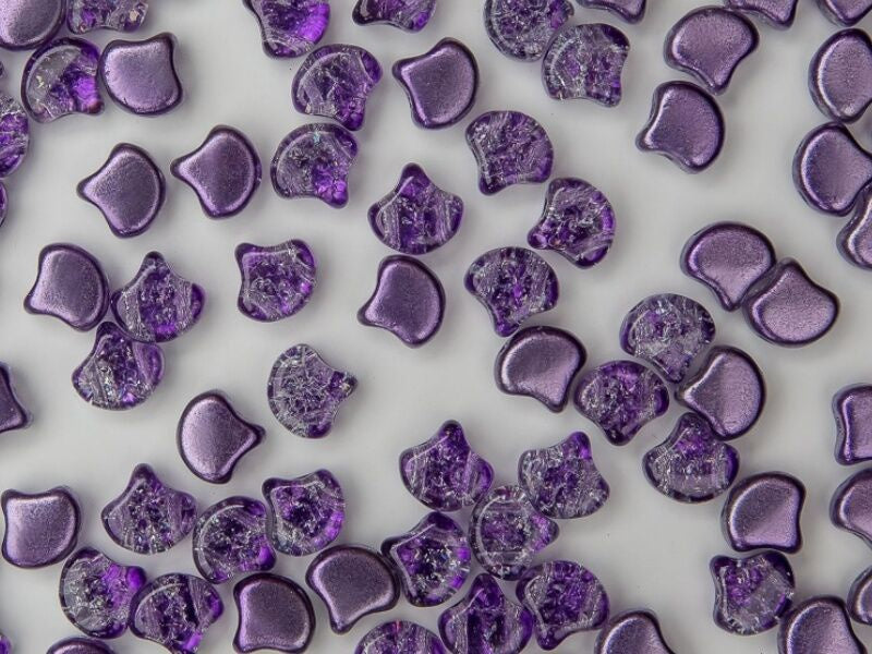 Ginko, Slushy Purple Grape, 2-Hole Czech Glass Bead, 8 grams