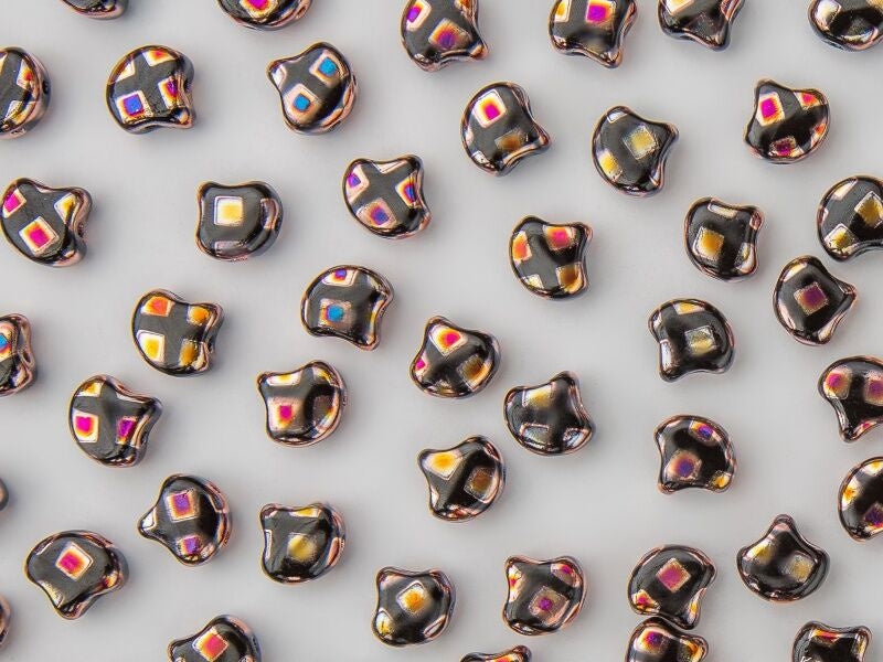 Ginko, Cubed Jet Full Sliperit, 2-Hole Czech Glass Bead, 8 grams