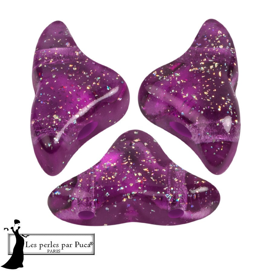 Helios Par Puca Czech Glass Bead, Transparent Constellation Amethyst, 10 grams