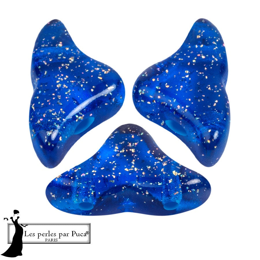 Helios Par Puca Czech Glass Bead, Transparent Constellation Blue, 10 grams