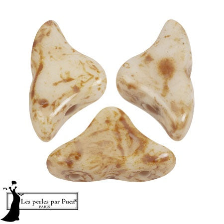 Helios Par Puca Czech Glass Bead, White Stony Beige, 10 grams