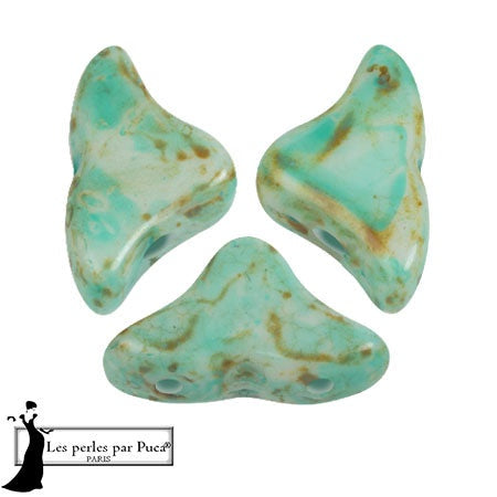 Helios Par Puca Czech Glass Bead, White Stony Emerald, 10 grams