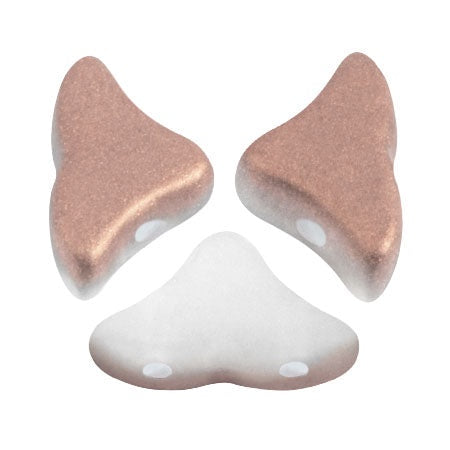 Helios Par Puca Czech Glass Bead, Opaque White Matte Capri Gold, 10 grams