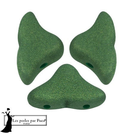 Helios Par Puca Czech Glass Bead, Trendy Fern Green Matte, 10 grams