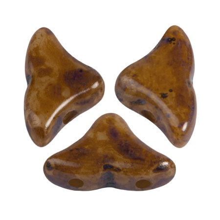 Helios Par Puca Czech Glass Bead, Opaque Beige Travertin, 10 grams