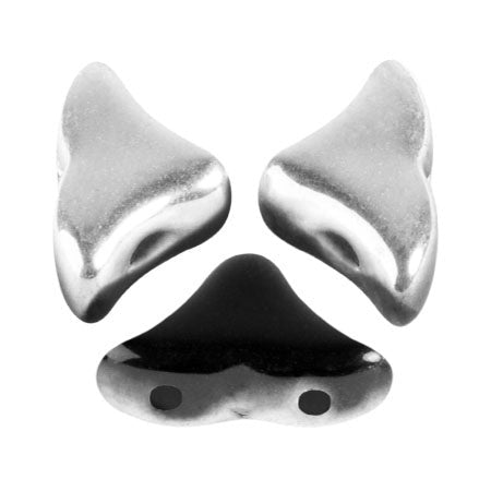 Helios Par Puca Czech Glass Bead, Jet Silver, 10 grams