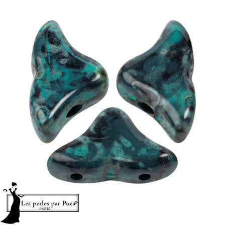Helios Par Puca Czech Glass Bead, Black Stony Emerald, 10 grams