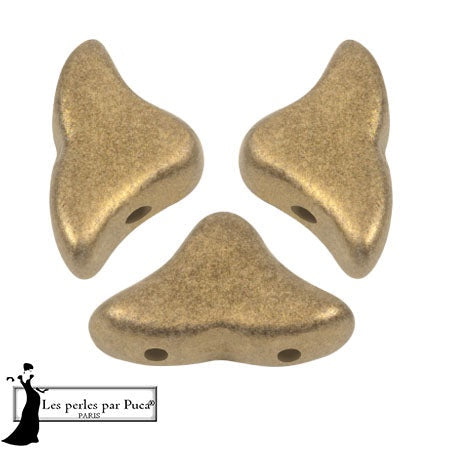 Helios Par Puca Czech Glass Bead, Metallic Matte Gold, 10 grams