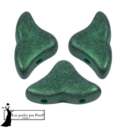 Helios Par Puca Czech Glass Bead, Metallic Matte Green Forest, 10 grams