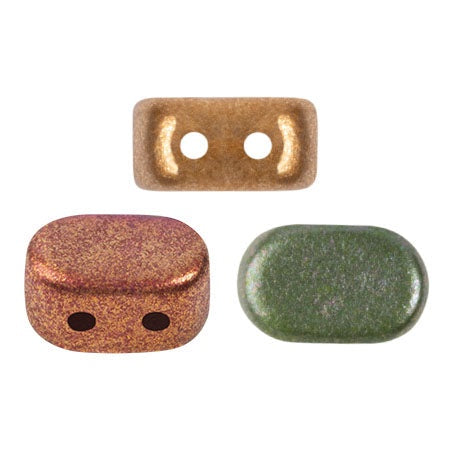 Lipsi Par Puca, Yellow Gold Metallic Iris, 10 grams, Czech 2 Hole Glass Bead