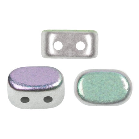 Lipsi Par Puca, Silver Aluminium Matte AB, 10 grams, Czech 2 Hole Glass Bead