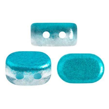 Lipsi Par Puca, Ice Slushy Blue Curacao, 10 grams, Czech 2 Hole Glass Bead