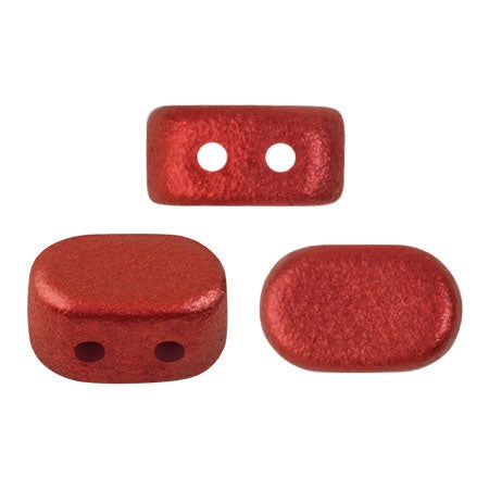 Lipsi Par Puca, Red Metallic Matte, 10 grams, Czech 2 Hole Glass Bead