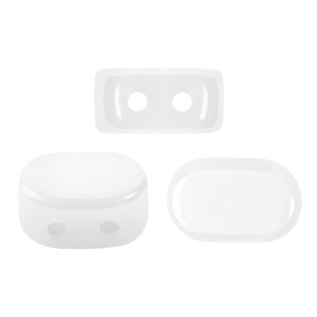 Lipsi Par Puca, Opaque White Ceramic Look, 10 grams, Czech 2 Hole Glass Bead