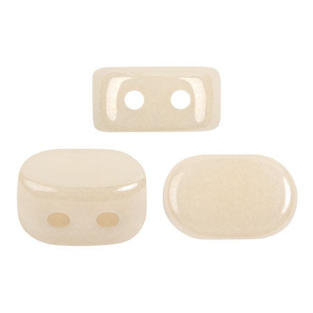 Lipsi Par Puca, Opaque Beige Ceramic Look, 10 grams, Czech 2 Hole Glass Bead
