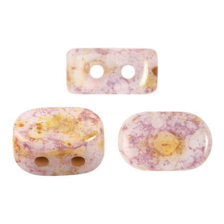 Lipsi Par Puca, Opaque Mix Rose/Gold Ceramic Look, 10 grams, Czech 2 Hole Glass Bead