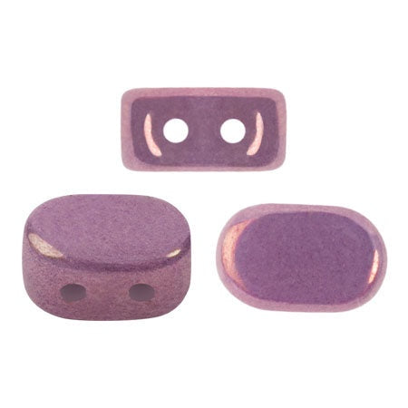 Lipsi Par Puca, Opaque Mix Amethyst/Gold Ceramic Look, 10 grams, Czech 2 Hole Glass Bead