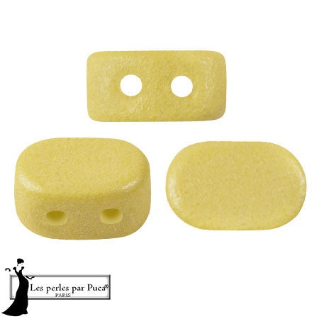 Lipsi Par Puca, Vogue Matte Canary Yellow, 10 grams, Czech 2 Hole Glass Bead