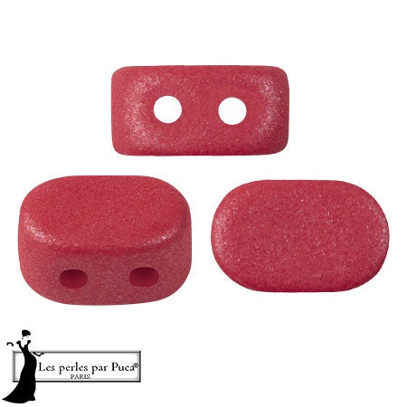 Lipsi Par Puca, Vogue Matte Hibiscus, 10 grams, Czech 2 Hole Glass Bead