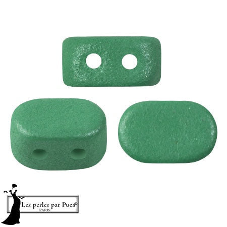 Lipsi Par Puca, Vogue Matte Green Garden, 10 grams, Czech 2 Hole Glass Bead