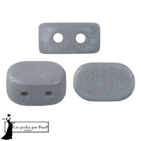 Lipsi Par Puca, Vogue Matte Grey Medium, 10 grams, Czech 2 Hole Glass Bead