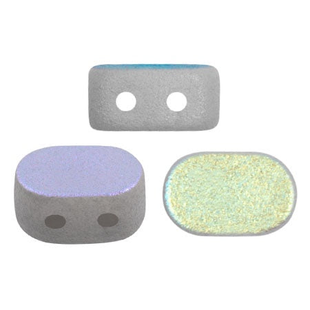 Lipsi Par Puca, Grey Light Matte AB, 10 grams, Czech 2 Hole Glass Bead