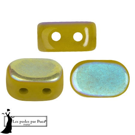 Lipsi Par Puca, Green Avocado AB, 10 grams, Czech 2 Hole Glass Bead