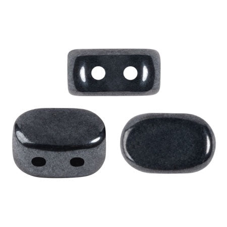 Lipsi Par Puca, Jet Hematite, 10 grams, Czech 2 Hole Glass Bead