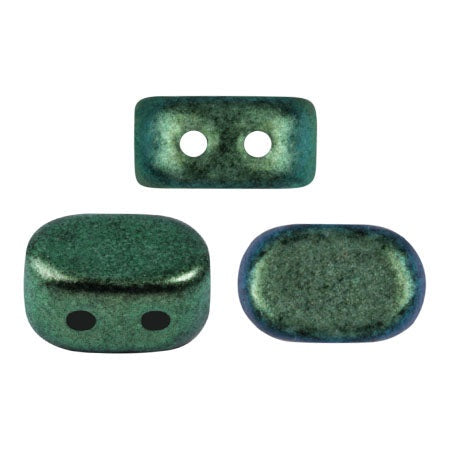 Lipsi Par Puca, Metallic Matte Green Turquoise, 10 grams, Czech 2 Hole Glass Bead