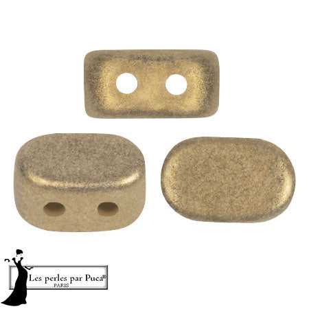 Lipsi Par Puca, Metallic Matte Gold, 10 grams, Czech 2 Hole Glass Bead