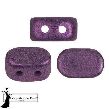 Lipsi Par Puca, Metallic Matte Dark Lilac, 10 grams, Czech 2 Hole Glass Bead
