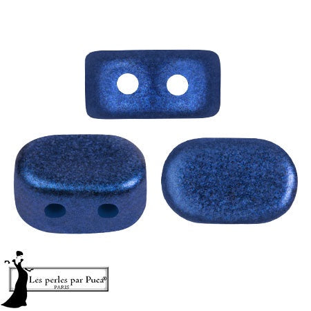 Lipsi Par Puca, Metallic Matte Caribbean Blue, 10 grams, Czech 2 Hole Glass Bead