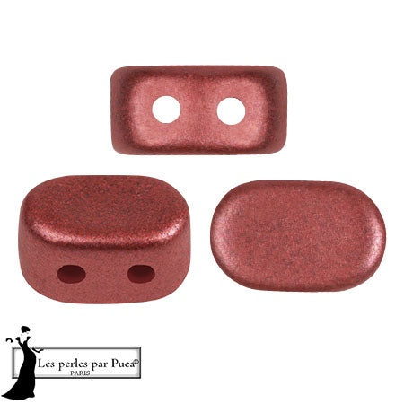 Lipsi Par Puca, Metallic Matte Cherry, 10 grams, Czech 2 Hole Glass Bead