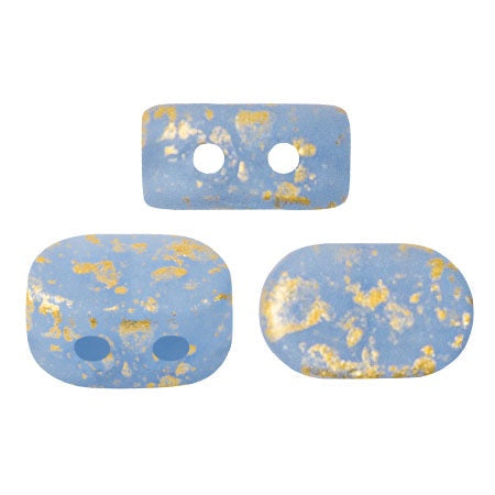 Lipsi Par Puca, Blue Opal Splash Matte , 10 grams, Czech 2 Hole Glass Bead