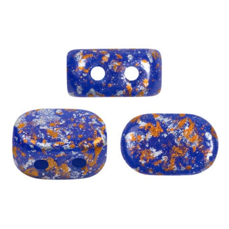 Lipsi Par Puca, Opaque Sapphire Tweedy, 10 grams, Czech 2 Hole Glass Bead