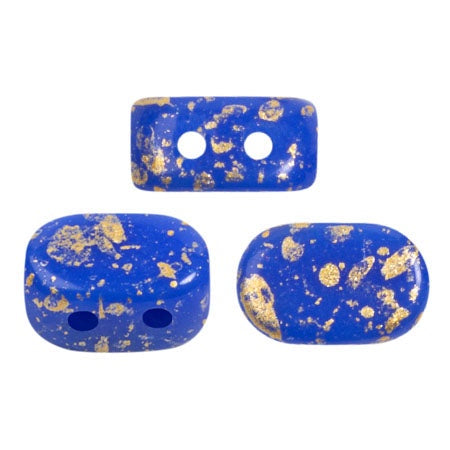 Lipsi Par Puca, Opaque Sapphire Splash, 10 grams, Czech 2 Hole Glass Bead