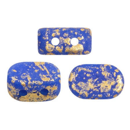 Lipsi Par Puca, Opaque Sapphire Splash Matte, 10 grams, Czech 2 Hole Glass Bead