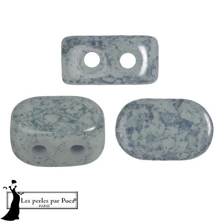 Lipsi Par Puca, Dapple Gray Marble, 10 grams, Czech 2 Hole Glass Bead