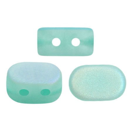Lipsi Par Puca, Blue Green Opal Mat AB, 10 grams, Czech 2 Hole Glass Bead