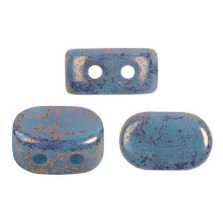 Lipsi Par Puca, Opaque Aqua Bronze, 10 grams, Czech 2 Hole Glass Bead