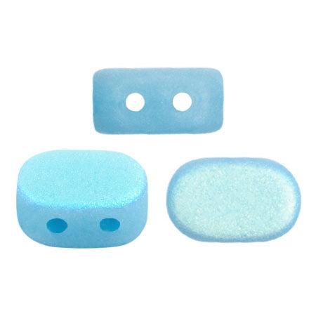 Lipsi Par Puca, Opaque Aqua Matte AB, 10 grams, Czech 2 Hole Glass Bead