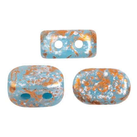 Lipsi Par Puca, Opaque Aqua Tweedy, 10 grams, Czech 2 Hole Glass Bead