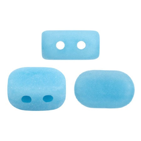Lipsi Par Puca, Opaque Aqua Matte, 10 grams, Czech 2 Hole Glass Bead