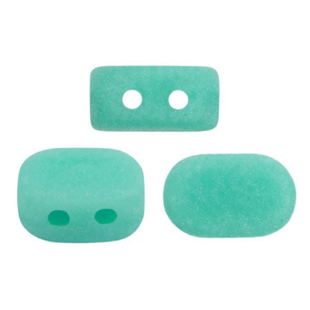 Lipsi Par Puca, Opaque Green Turquoise Matte , 10 grams, Czech 2 Hole Glass Bead